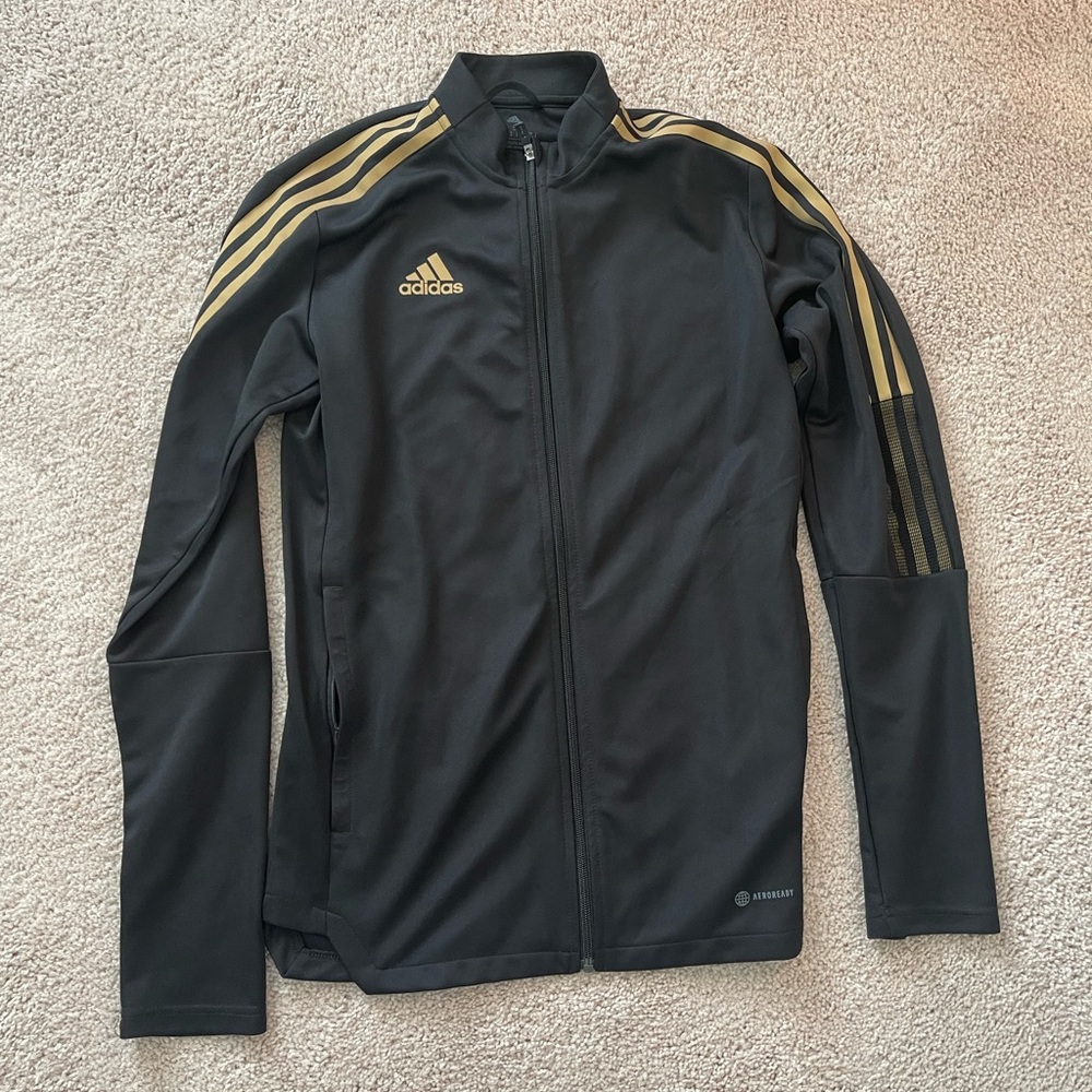 Adidas Men's Black and Gold Jacket
